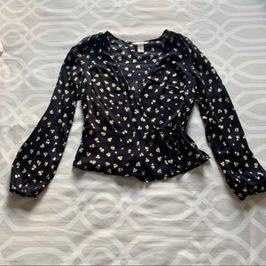 Floral Wrap Blouse
